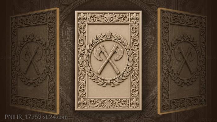 Axes within laurel wreath frame 3d STL model