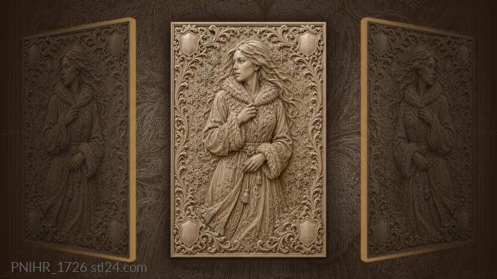 Winter maiden with swirling snowflakes 3d STL model