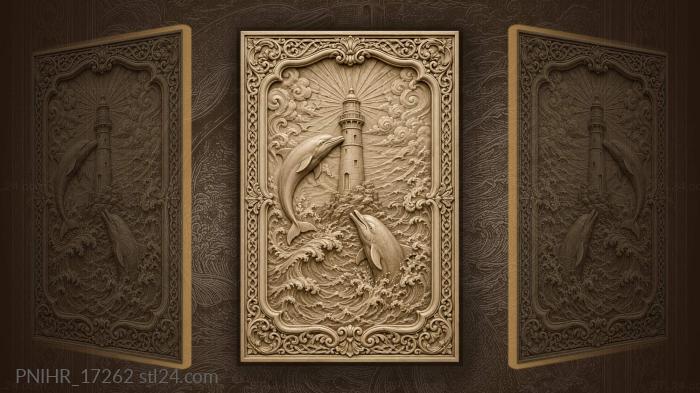 Dolphins leap by coastal beacon 3d STL model