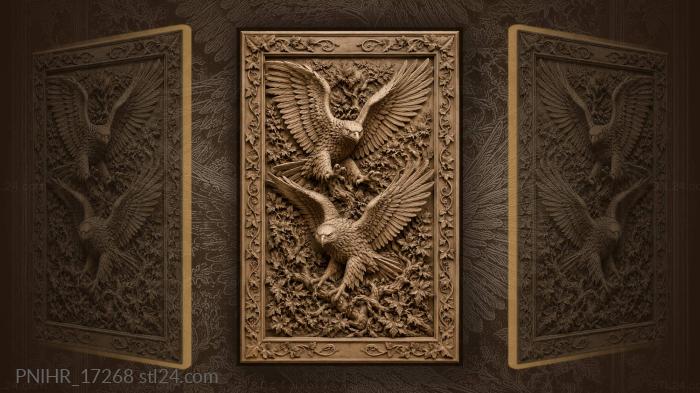 Majestic eagles among leafy branches 3d STL model