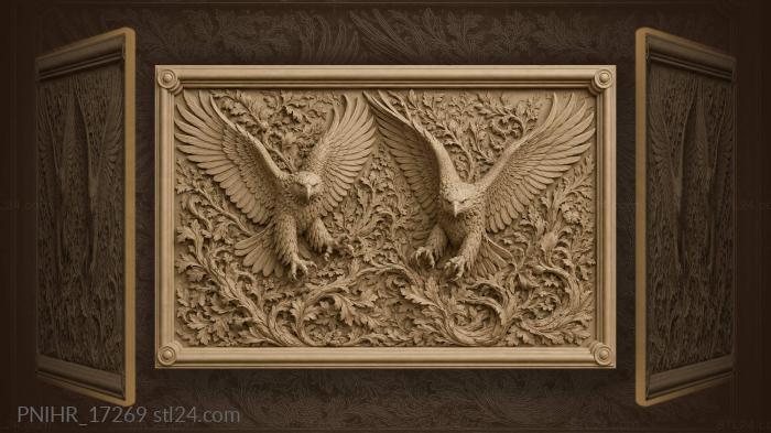 Soaring eagles among leafy branches 3d STL model
