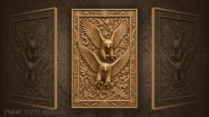 Soaring eagles sunburst floral frame 3d STL model