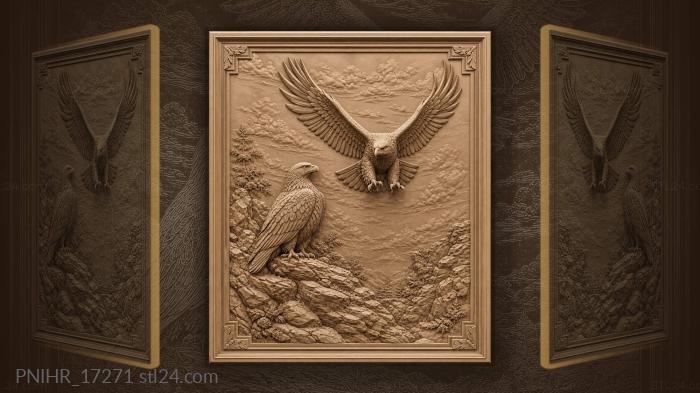 Eagles soaring above rocky heights 3d STL model