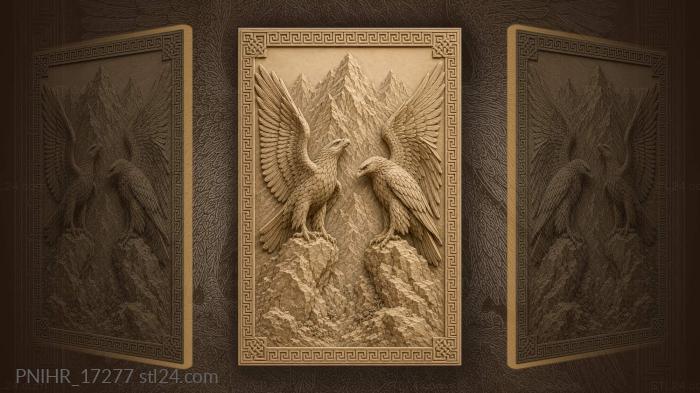 Majestic eagles on mountain peaks 3d STL model