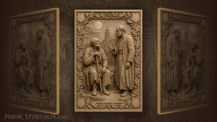 Old men discussing city at night 3d STL model