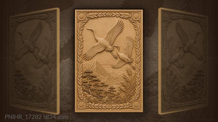 Cranes soaring over distant mountains 3d STL model