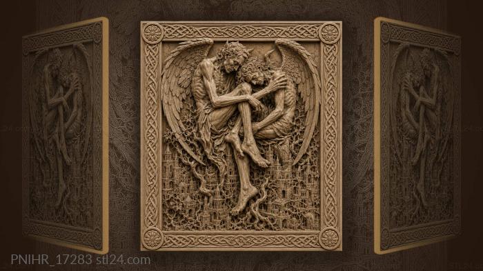 Winged figures anguish city roots 3d STL model