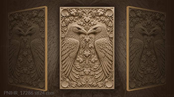 Raven heads with grapevine border 3d STL model