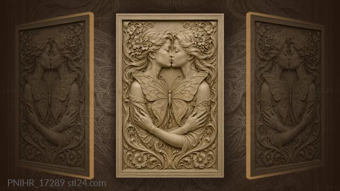 Butterfly between two kissing faces 3d STL model