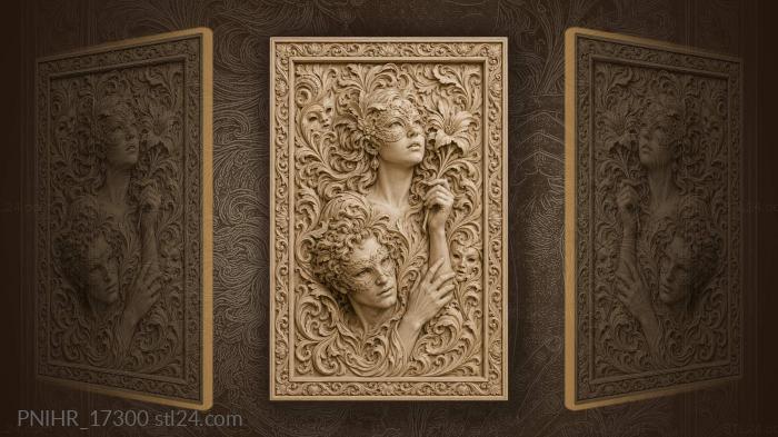 Masked couple floral embrace mystery 3d STL model