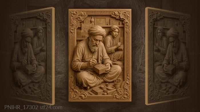 Master and apprentice painting miniatures 3d STL model