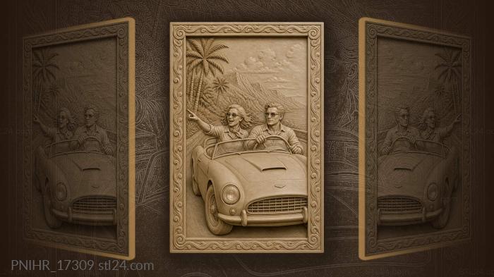 Passenger waving toward the palms and hills 3d STL model