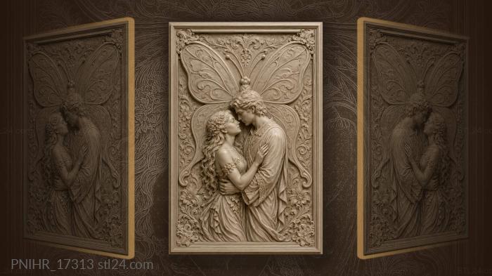 Loving couple with butterfly wings 3d STL model