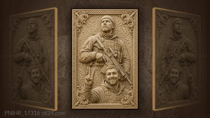 Peace and strength contrasting figures 3d STL model