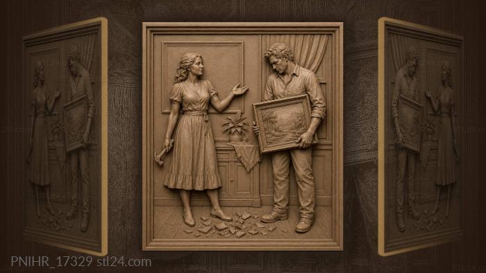 Woman with hammer man with art 3d STL model