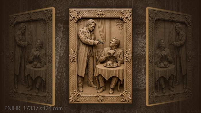 Confrontation with a burger and gun 3d STL model