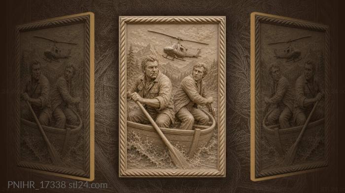 Boat journey with helicopter above 3d STL model
