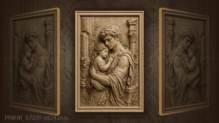 Father and daughter loving moment 3d STL model