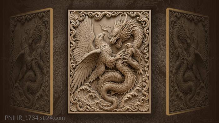 Eagle dragon struggle for life 3d STL model