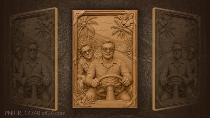 Two friends driving among the palms 3d STL model