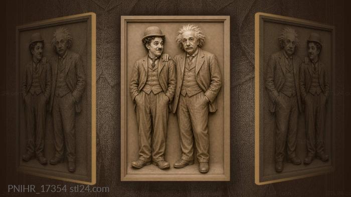 Charlie Chaplin and Albert Einstein together 3d STL model