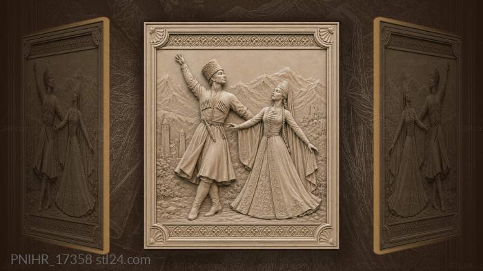 Dancing couple traditional folk pattern 3d STL model