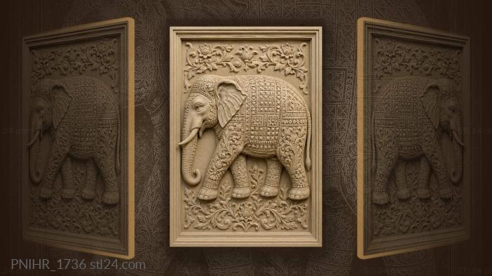 Walking elephant geometric floral design 3d STL model