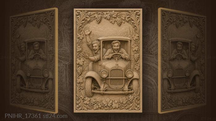 Laurel and Hardy speeding in a vintage car 3d STL model