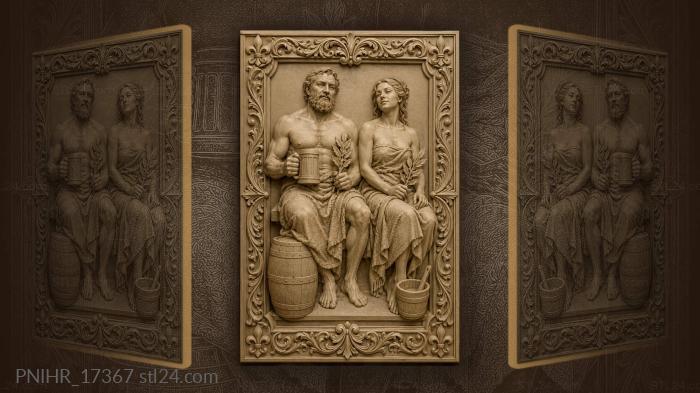 Couple with laurel and drink 3d STL model