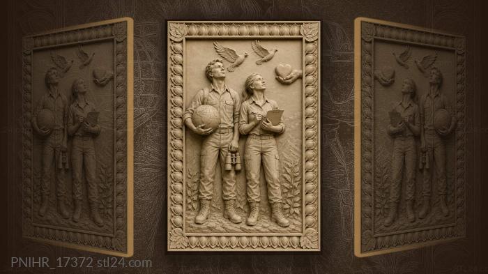 Dreamers with globe and birds 3d STL model