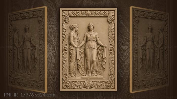 Figures with draped cloth acanthus 3d STL model