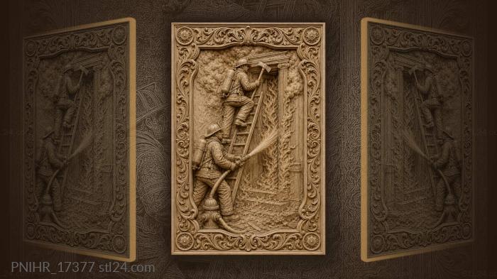 Brave firefighters battling intense blaze 3d STL model