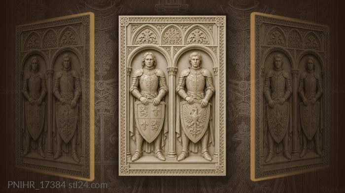 Knights in arched niches heraldry 3d STL model