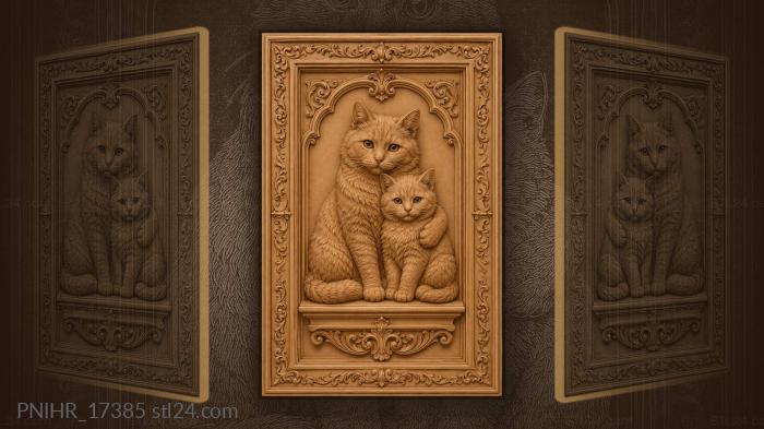 Ginger cats loving tender moment 3d STL model