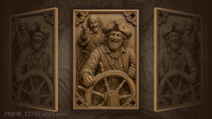 Playful sailors with wheel and pistol 3d STL model