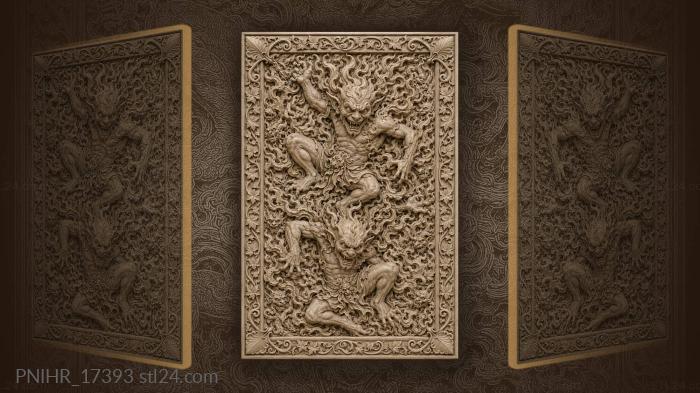 Grimacing faces among fiery tendrils 3d STL model