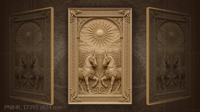 Noble horses beneath radiant sun 3d STL model