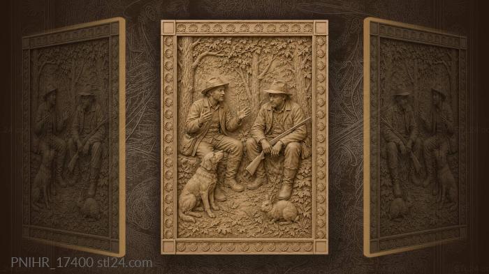 Forest hunt with dog and rabbit 3d STL model