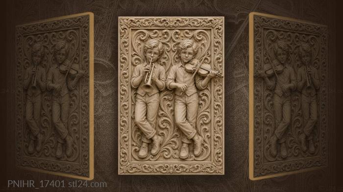 Musical children with instruments playful energy 3d STL model