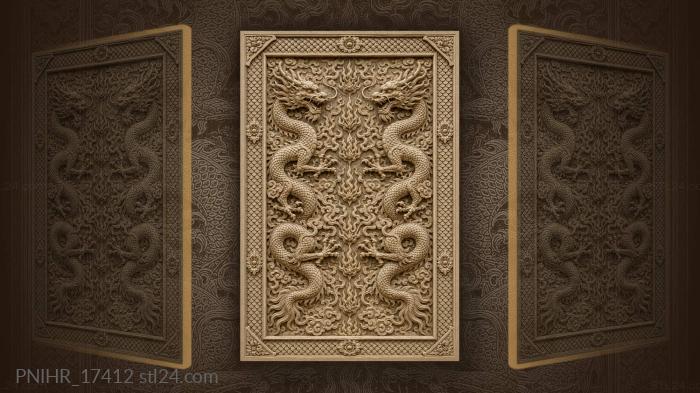 Flames rising between the two dragons 3d STL model