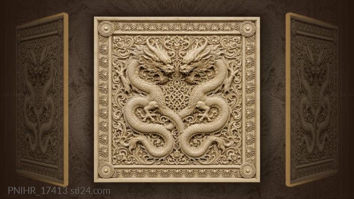 Celtic knot between two dragons 3d STL model