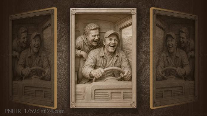 Mate leaning over the laughing van driver 3d STL model