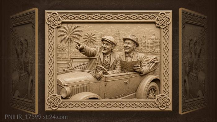 Passenger with a paper pointing at the city 3d STL model