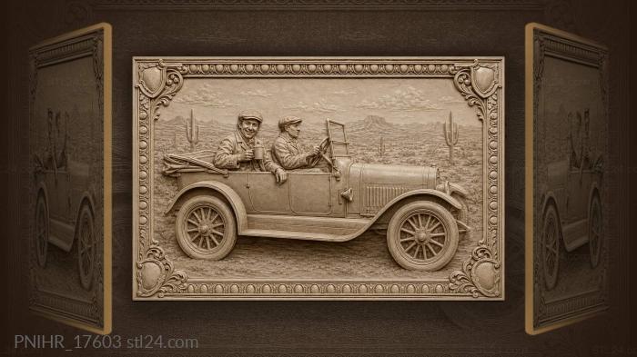 Vintage car desert journey friends 3d STL model