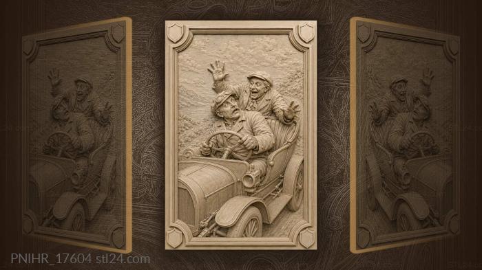 Startled driver and a laughing passenger 3d STL model