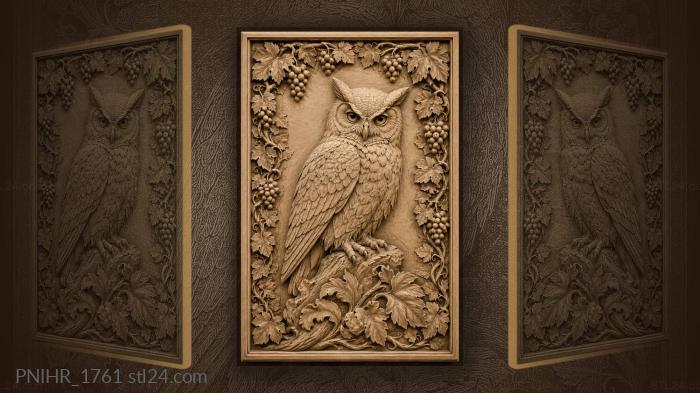 Owl perched above leafy base 3d STL model