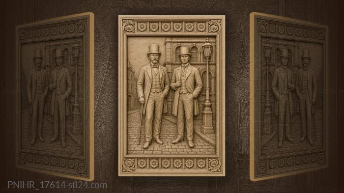 Gentlemen on old city street 3d STL model