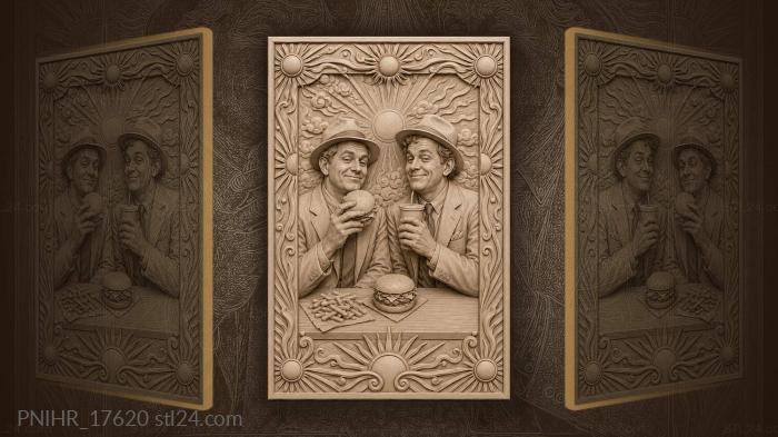 Gentlemen enjoying fast food lunch 3d STL model
