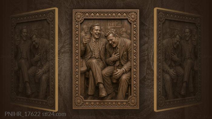 Jovial companions sharing a drink 3d STL model