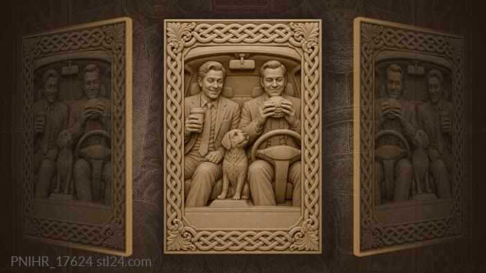 Men with dog in car 3d STL model
